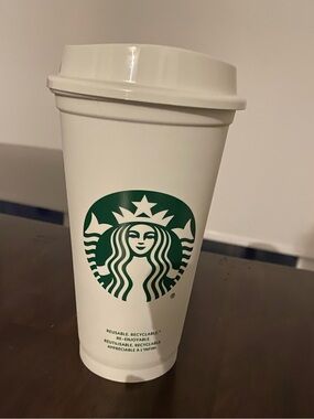 Starbucks White Reusable Cup with Green Siren Logo